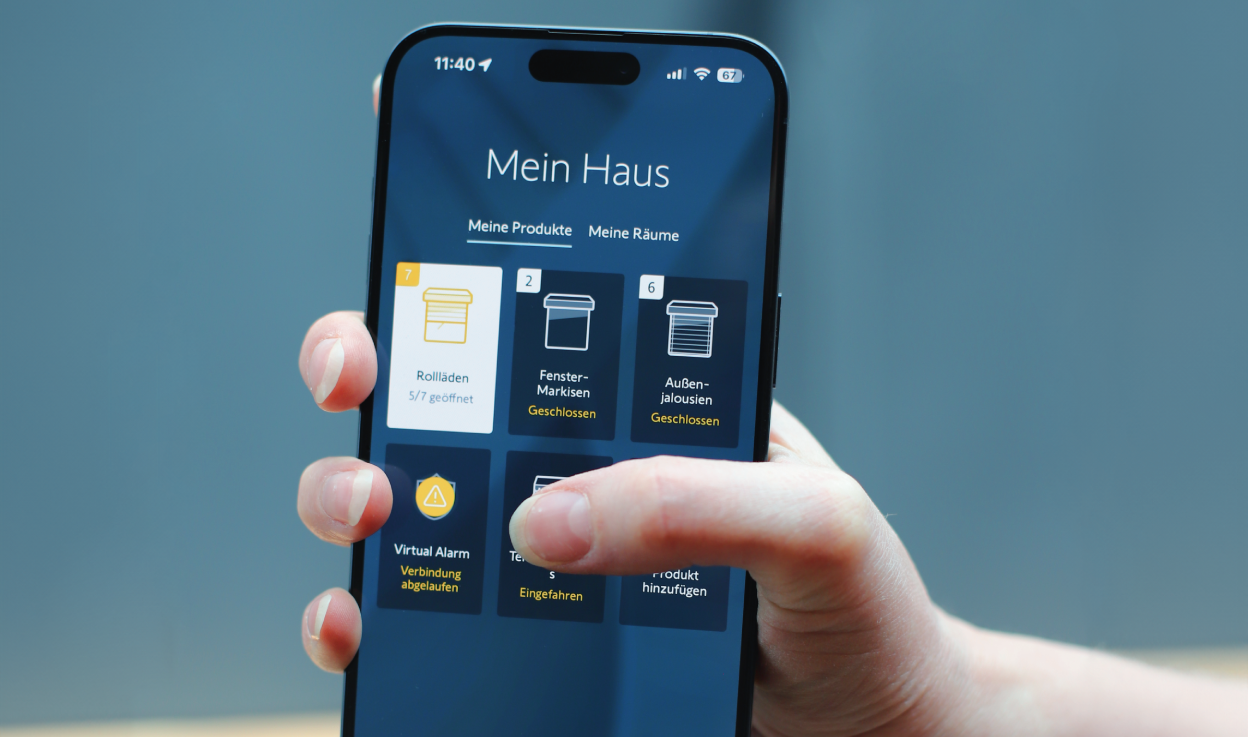 Fernsteuerung des ROMA Trendo ist am einfachsten über die Somfy Connexoon App.