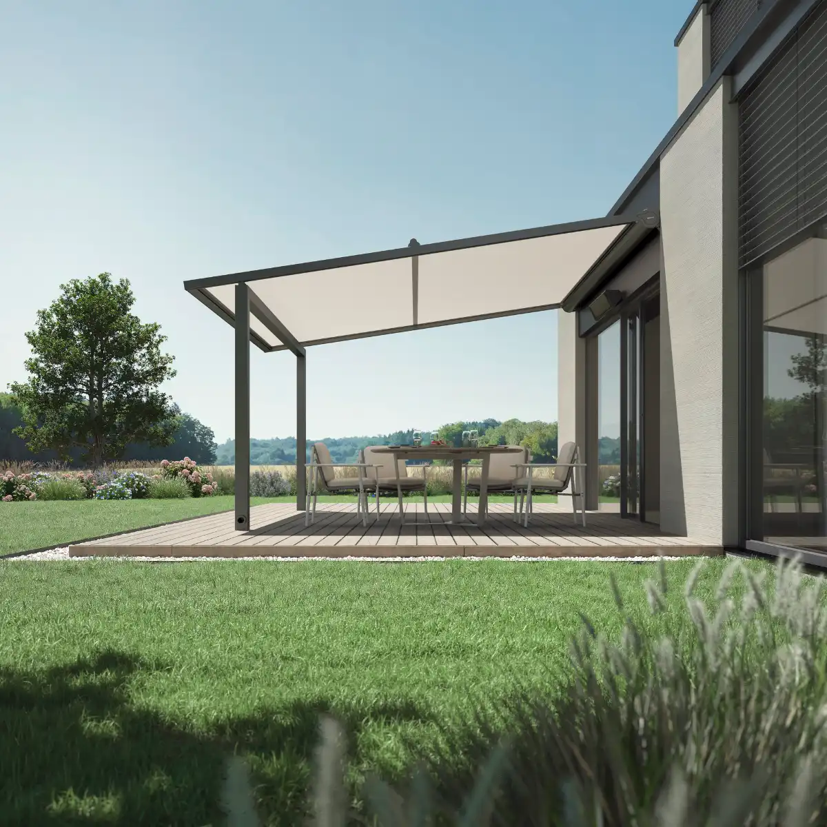 Helle Markise als Sonennschutz