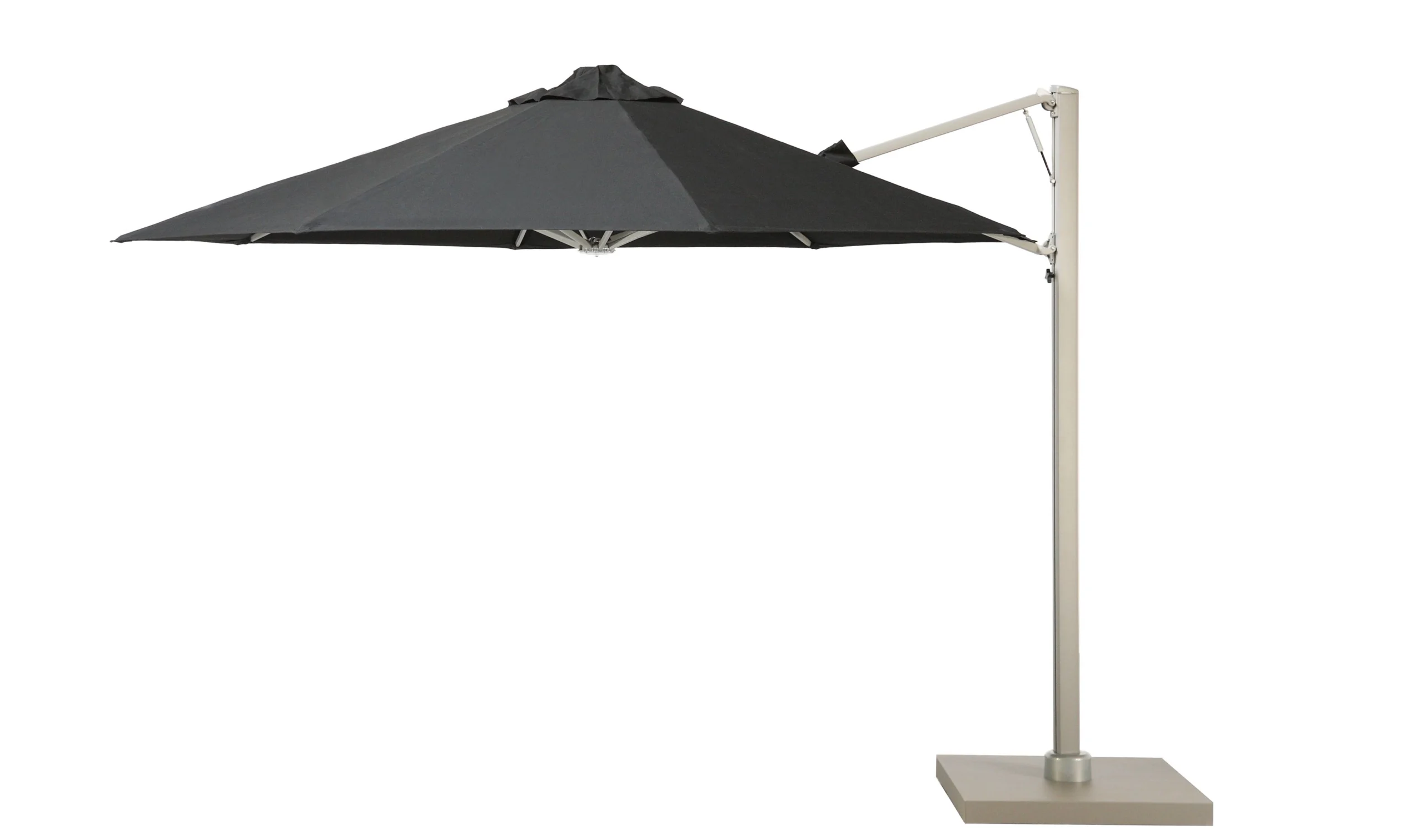 Profilaufnahme des Prostor P7 in schwarz mit silbrigem Mast und Sockel.