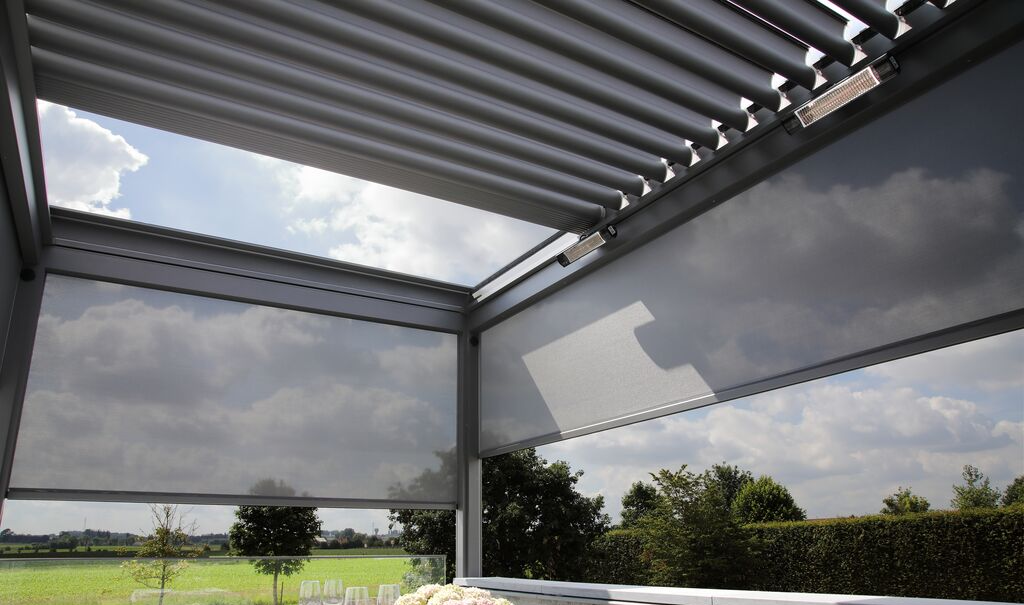 Screen und Heizstrahler für Lamellendach