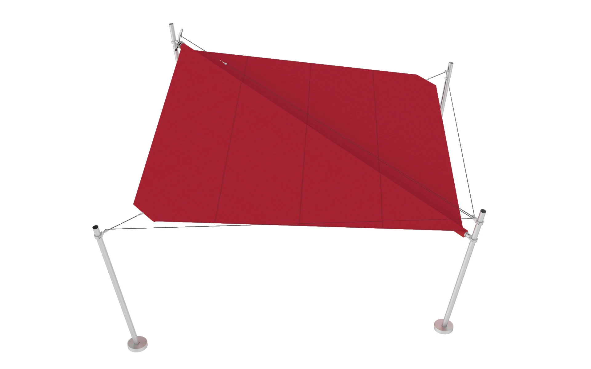 Rotes Sonnensegel mit Stützen