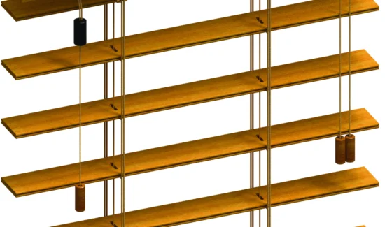 Schema einer Holz- und Bambus Jalousie mit besonders gutem Durchblick